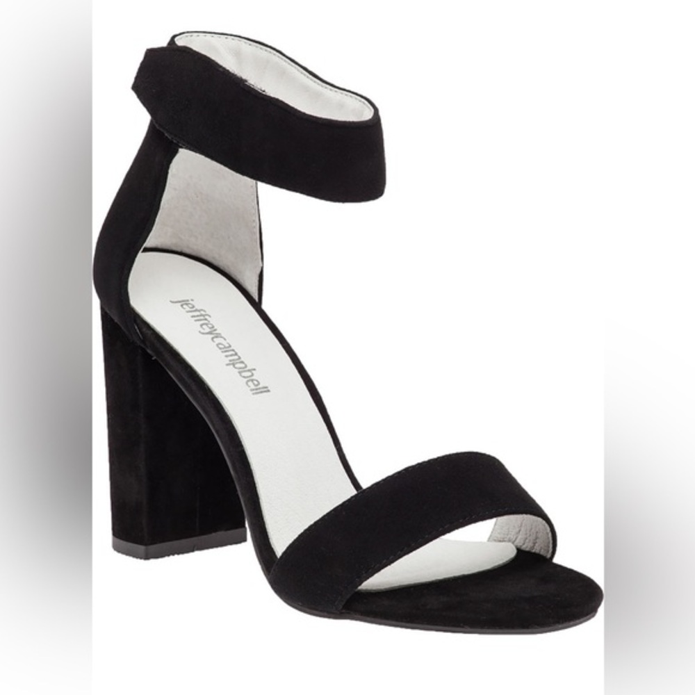 Jeffrey Campbell Lindsay Suede Black Ankle Strap Heel Sz. 7.5